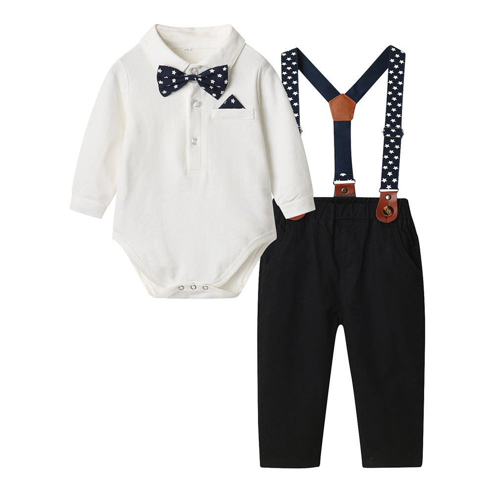 Boys' short-sleeve t-shirt and romper set - stylish, trendy, and cool summer outfit for little ones