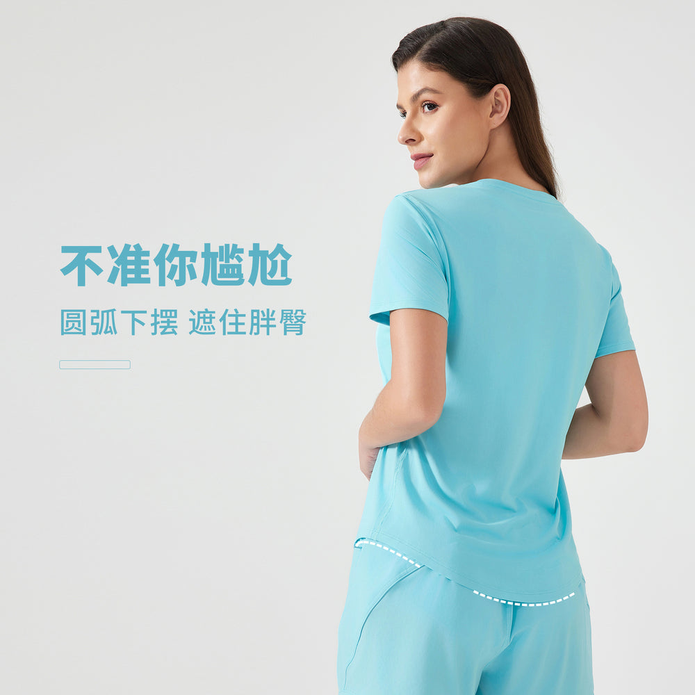 New lightweight, breathable, quick-dry, loose-fit activewear top - versatile, slimming, and figure-flattering short-sleeve yoga shirt d25017