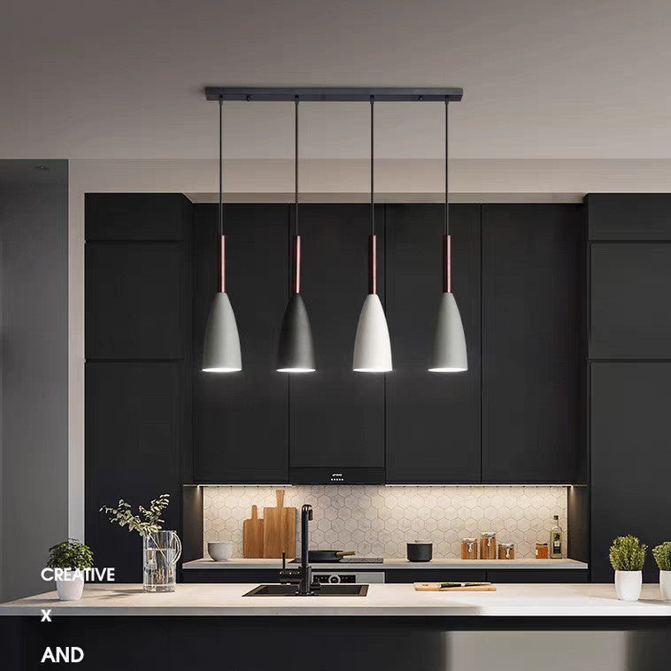 Nordic restaurant chandelier three-head four-head modern casual dining room bar creative tea room long plate round plate iron chandelier