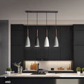 Nordic restaurant chandelier three-head four-head modern casual dining room bar creative tea room long plate round plate iron chandelier