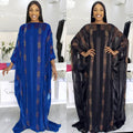 supply of export  african plus size women's clothing heavy industry hot diamond dress with suspender headscarf