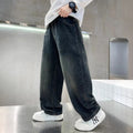 Kids' jeans: new autumn/winter casual, versatile, washed denim, loose fit, korean style, trendy spring/autumn boys' pants for mid-to-large children