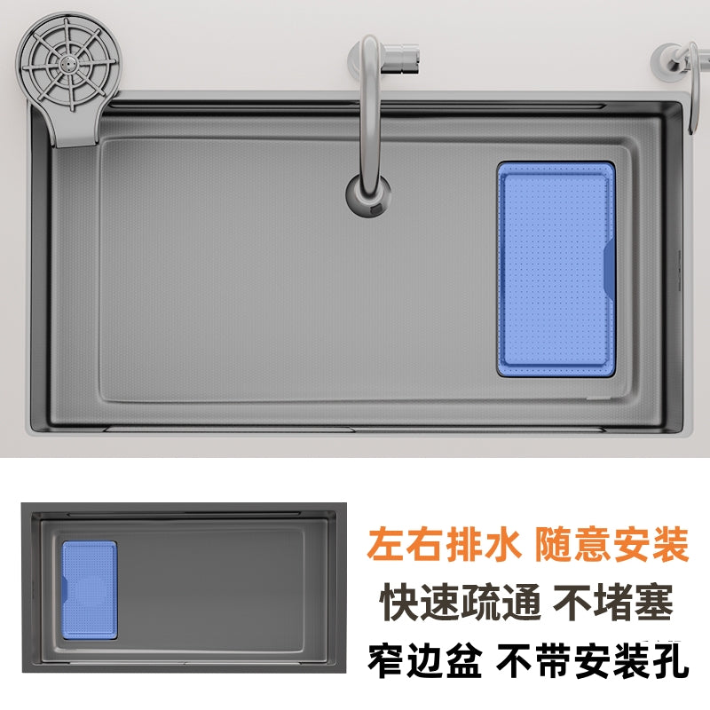 Kitchen sink large single slot 304 stainless steel sink basin thickened 5mm xiao mi grain sink single slot all-in-one