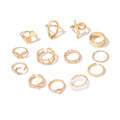 European and american style ring wholesale exaggerated butterfly 13 pieces knuckle stacking high-end heart geometric star and moon ring for women