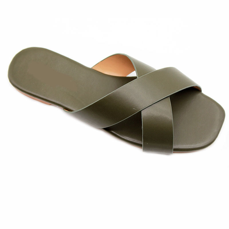 Ladies slippers  Chaozhou women's shoes large size candy color fashion casual slippers one-word wholesale