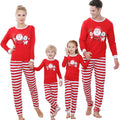 Ready-to-ship  cotton christmas pajamas - european & american style reindeer solid color print long sleeve family matching set