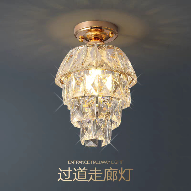 European-style light luxury american crystal small ceiling light for living room, hallway, corridor, entryway, balcony - minimalist modern indoor pendant light