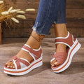 Summer new arrival: plus-size platform sandals for women - european & american style, cross-border supply, flat sandals with velcro closure, beach sandals