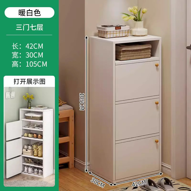 Narrow shoe cabinet Home door shoe rack Large capacity dustproof Simple shelf Corner storage Foyer cabinet Large shoe box