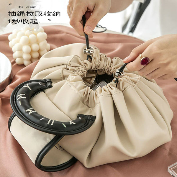 New Lazy Cosmetic Bag Large Capacity Portable Storage Bag Travel Storage Bag Drawstring Bundle Mouth Bag Waterproof Wash Bag