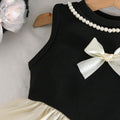 girls' chanel-inspired outfit: sleeveless bow-topped top + ruffle flare pants two-piece set (summer)