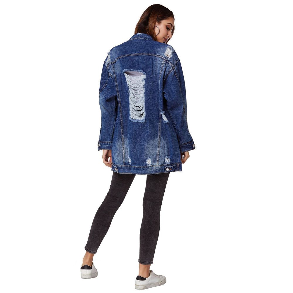 fashion style denim outwear women's hot-selling new arrival washed hole outwear street trendy denim outwear