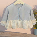 Girls' outfit set  korean style spring new long-sleeved cardigan with lace trim and floral detail, underwear top for toddlers and young children, spring apparel