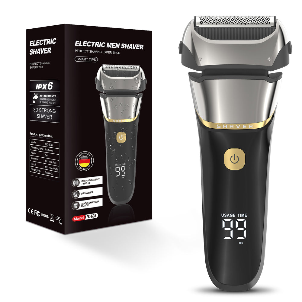 aluminum foil electric shaver, fully washable, digital display, fast charging, reciprocating shaving, wholesale
