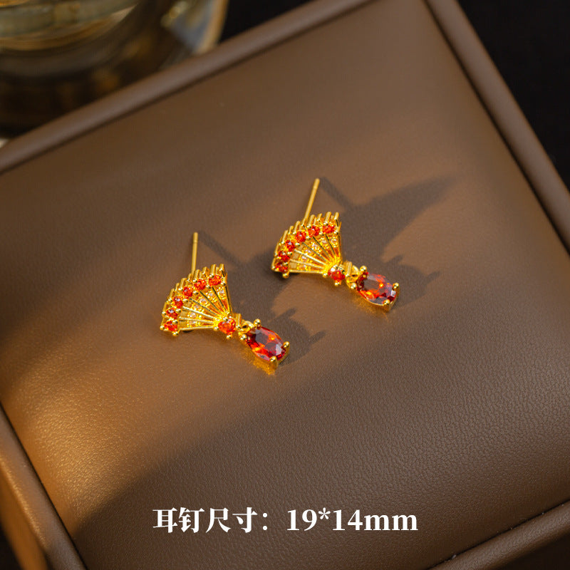 [titanium steel] necklace women's cross-border gemstone electroplated pendant earrings ring niche high-end simple clavicle chain jewelry
