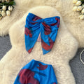 Vacation-style printed bandeau top and high-waisted skirt two-piece set for women, a sexy and trendy summer fashion outfit