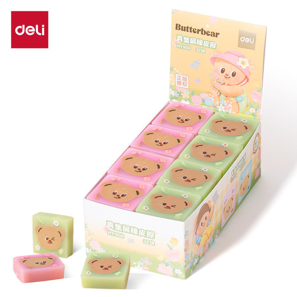 [Spring Butter] Deli HY904 Butter Bear True Crumbs Color Eraser Leaves No Marks Elementary School Oak