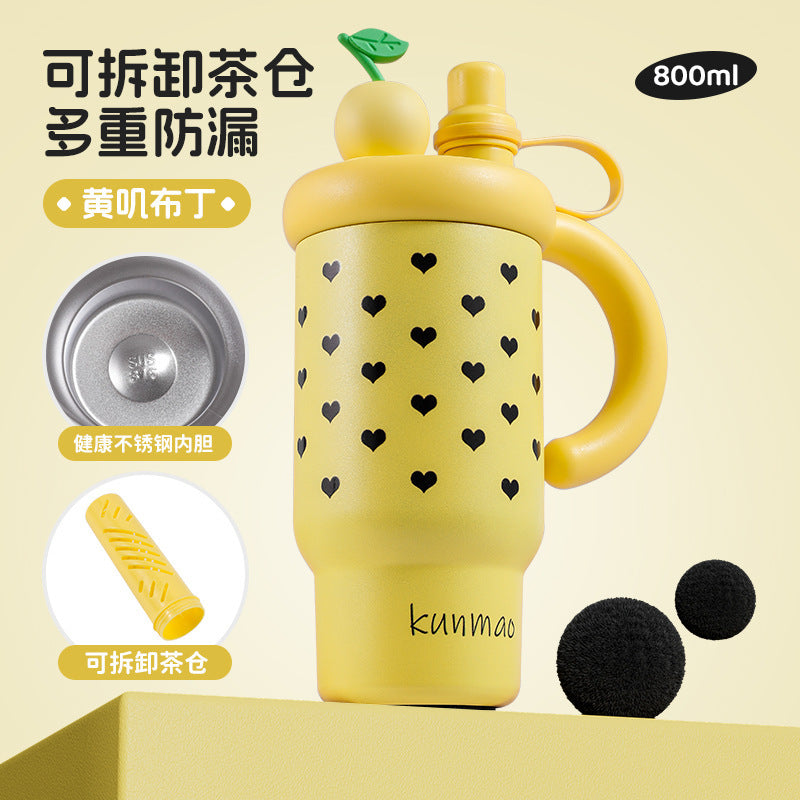 Personalized internet celebrity giant thermos cup 316 stainless steel straw water cup good-looking large capacity car ice cup