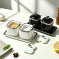 New ceramic seasoning jar set - complete home spice rack, salt & sugar bowl set with spoons - wholesale kitchen utensils