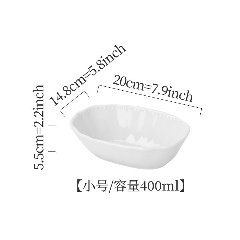 New nordic pure white baking bowl for home cheese rice plate salad bowl large ceramic deep bowl plate microwaveable
