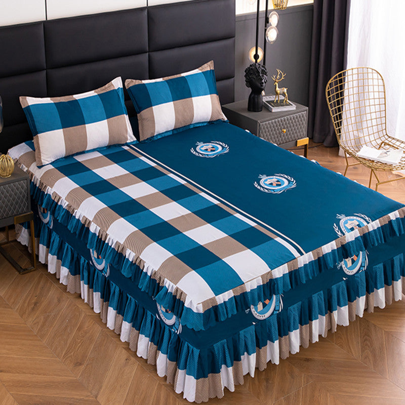 Bed skirt, bedspread, three-piece simmons protective cover, double bedspread, small lace bed cover, printing bed skirt 1.8 bed 2.0