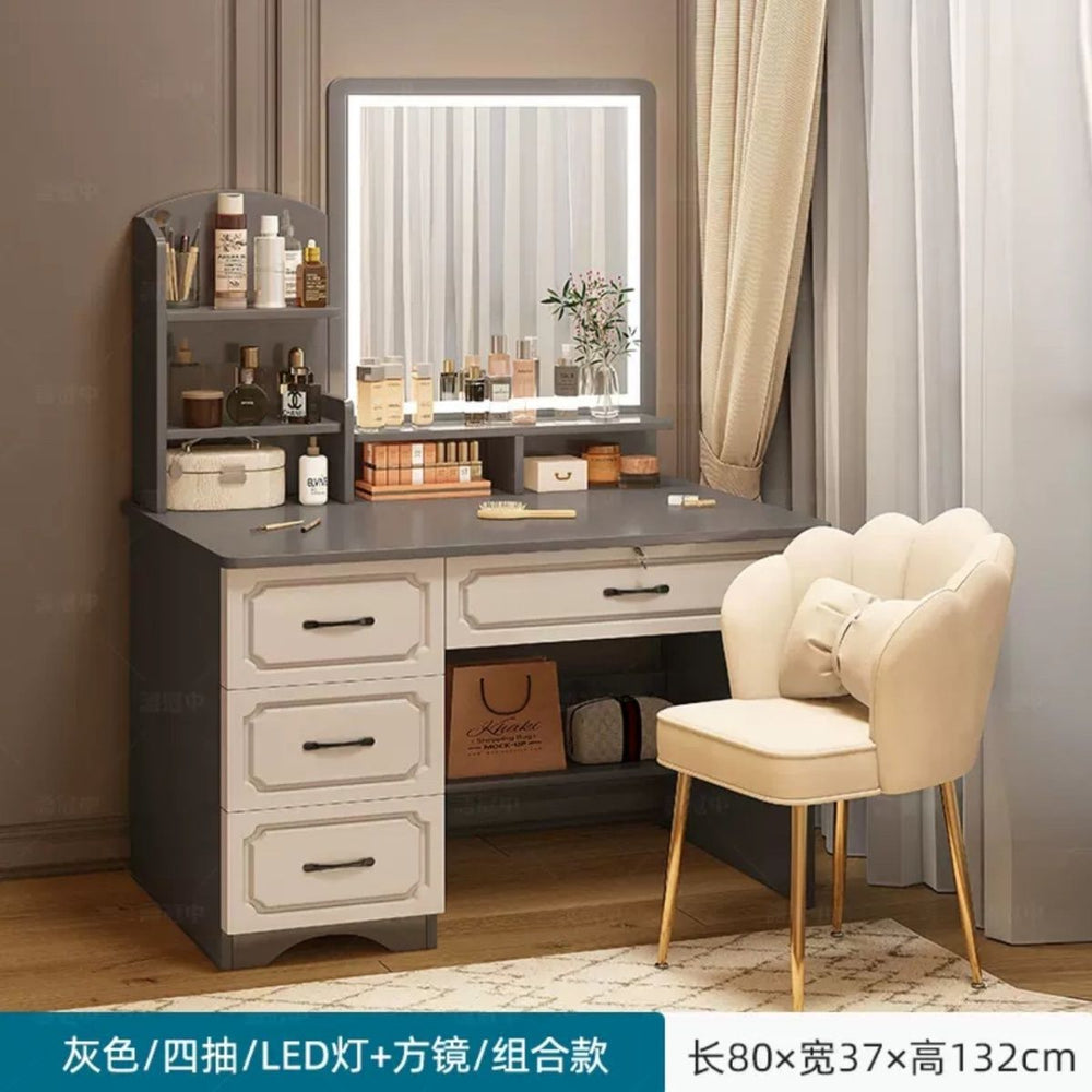 Bedroom dressing table casual modern master bedroom makeup table 2024new arrivalaccessible luxury dressing table mirror storage cabinet makeup cabinet