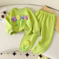 hot selling autumn new arrival 3d floral round neck set - long pants & sweatshirt two-piece outfit
