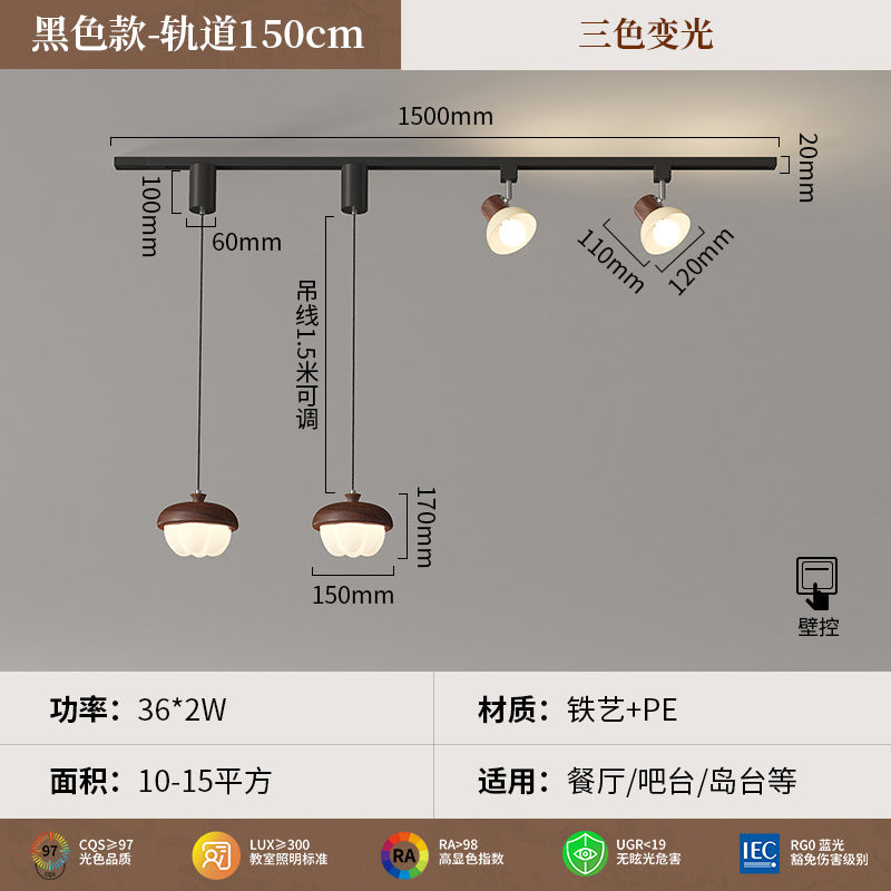 2025 new French restaurant one-word chandelier designer walnut pattern bar dining room tea room lighting