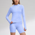 Autumn yoga long sleeve activewear fashion fitness jacket slim fit women's top zipper sun protection breathable outerwear