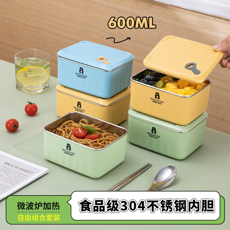 304 stainless steel lunch box - microwave safe, food-grade, airtight container for home use - perfect for fruits and meals