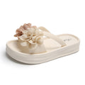 Two-tone floral platform slides - women's new summer collection: versatile, flat, non-slip, fashionable beach sandals for students