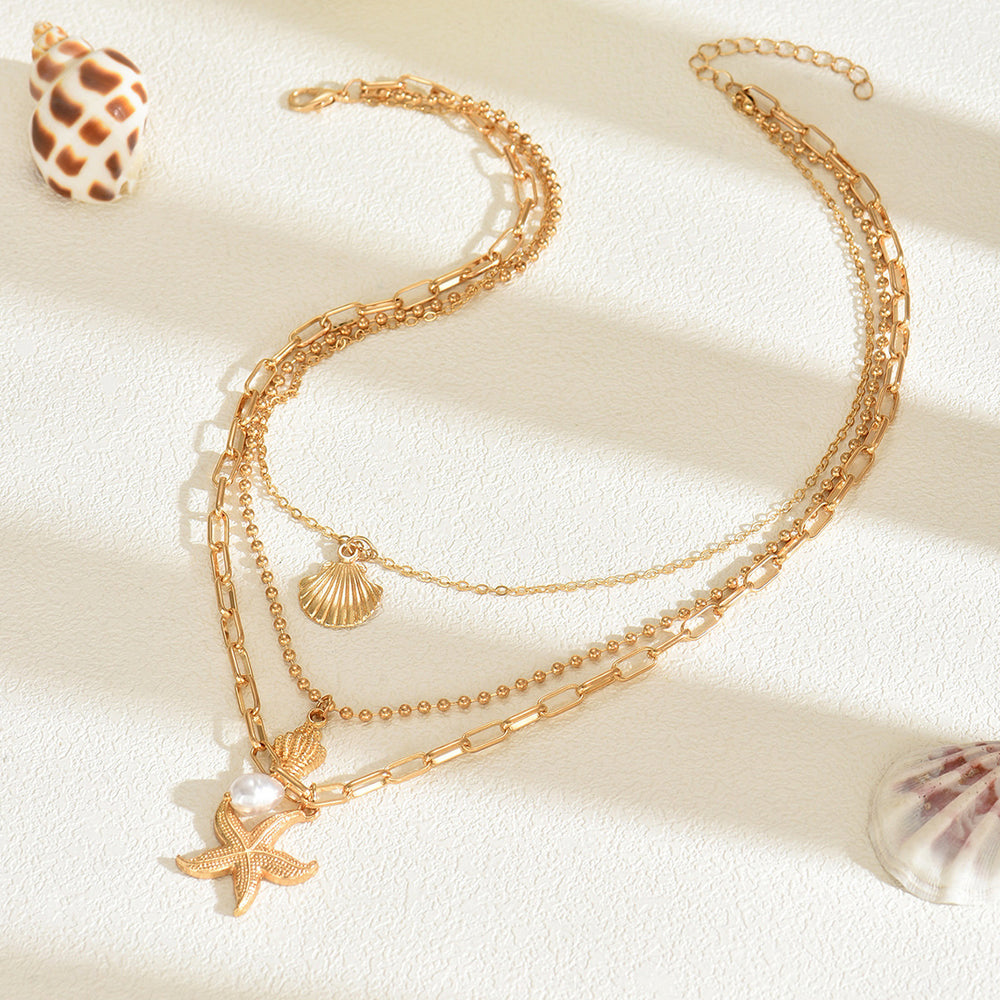necklace wholesale niche styleclassy metal jewelry starfish pendant accessories ins style conch shell necklace