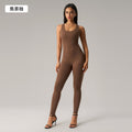 fashion nude back yoga jumpsuit with breast pad and elastic peach butt lifting yoga fitness pants dlt007