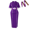 D587 european and american style women's  new fashion short-sleeve blazer collar high-waisted ruffle trim export ol cross-border dress