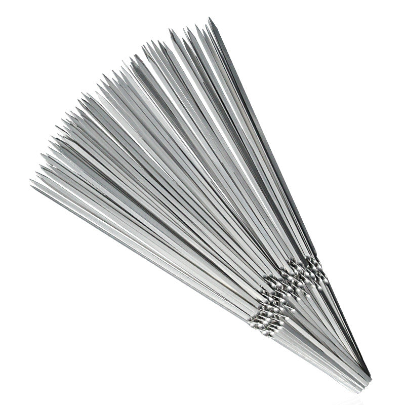 Wholesale barbecue utensils stainless steel flat skewers thickened steel skewers barbecue skewers roasted needles mutton skewers iron skewers barbecue skewers