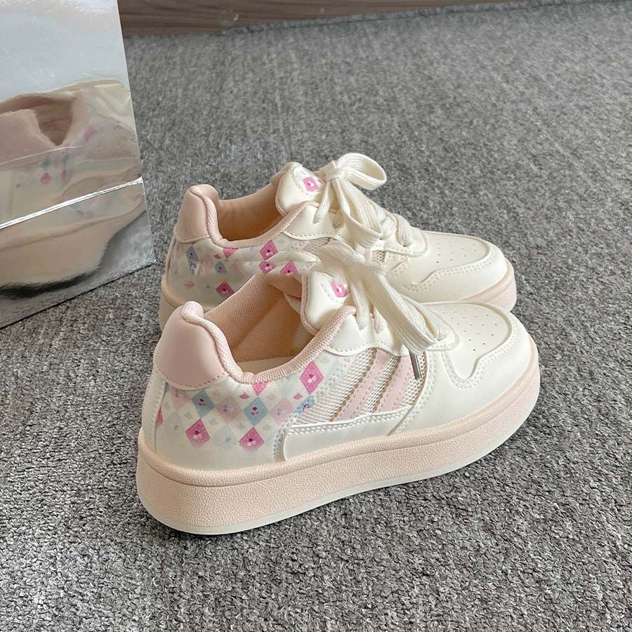 Autum breathable sneakers for girls new arrivalthick solewhite shoescasualeasiest for matchkidsniche style sports bread shoes