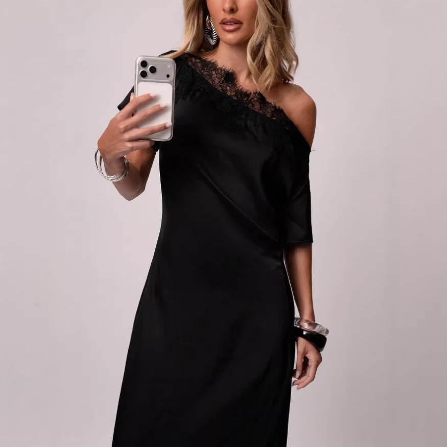 new arrival  dress lace short sleeve shoulder bag hip skirt