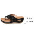 Export cross-border plus size wedge thick bottom sandals women's outer wear flip-flops flower casual beach roman flip-flops