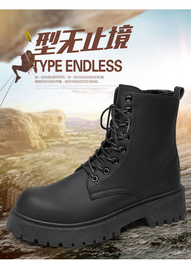 Boots for men 2026new arrivalspring black british style fan motorcycle workwear boots high-top soft leather waterproofcasual leather boots
