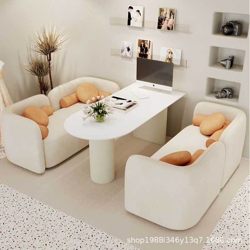Cream Wind Studio Selection Area Table and Chair Combination Wedding Shop Negotiation Sofa Leisure Nail Salon Reception Card