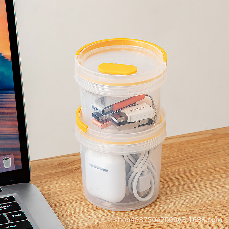 Kitchen Refrigerator Grains Plastic Sealed Jar Transparent Multifunctional Desktop Sundries Round Storage Box with Lid