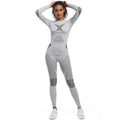 New women's long-sleeve yoga outfit - seamless, breathable, and perfect for autumn/winter skiing, running, outdoor cycling, and fitness training