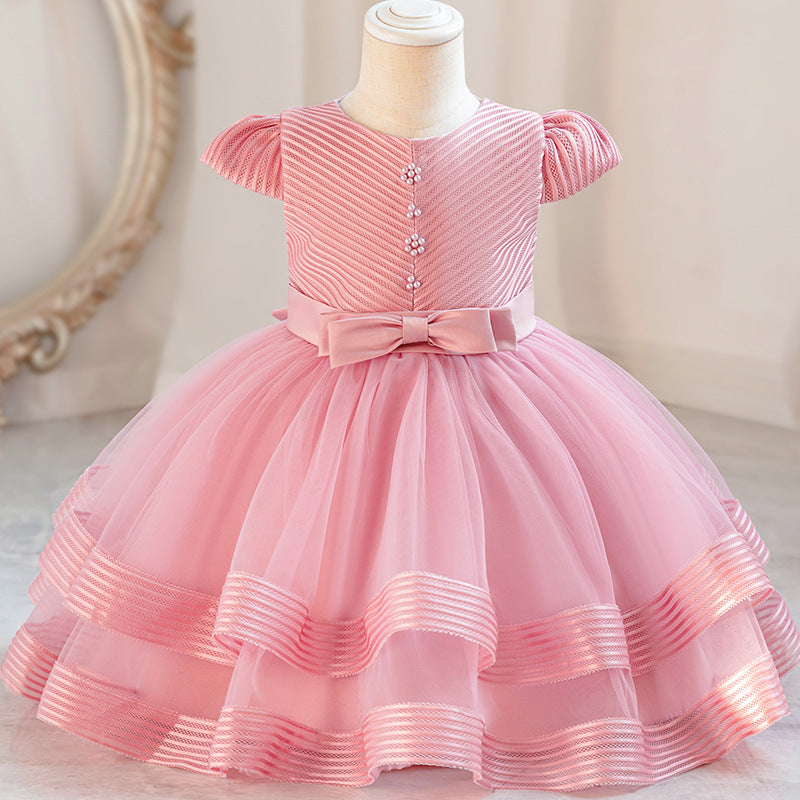 Wholesale children's formal dresses - airplane sleeve wedding gown princess dress for baby girls, first birthday dress, baby dress