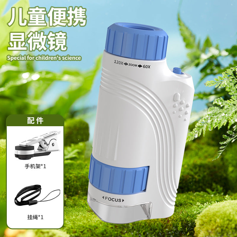 kids portable microscope toy outdoor handheld primary and secondary school students scientific experiment suit factory direct sales