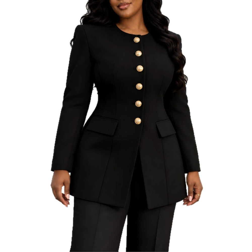 New european and american style single-breasted blazer - metal button, slim fit, professional workwear, fashionable blazer