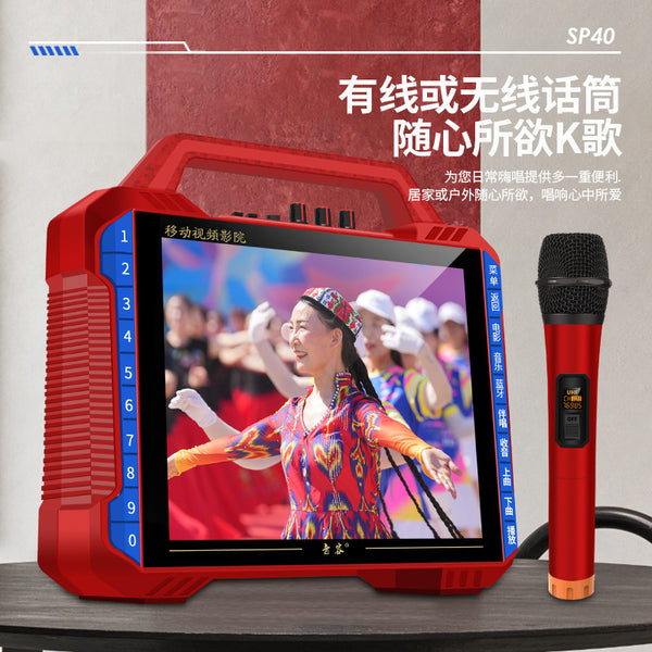Sound Capacity SP40 Square Dance Video Audio with Display Screen Wireless Microphone Portable Mobile Video Machine Speaker