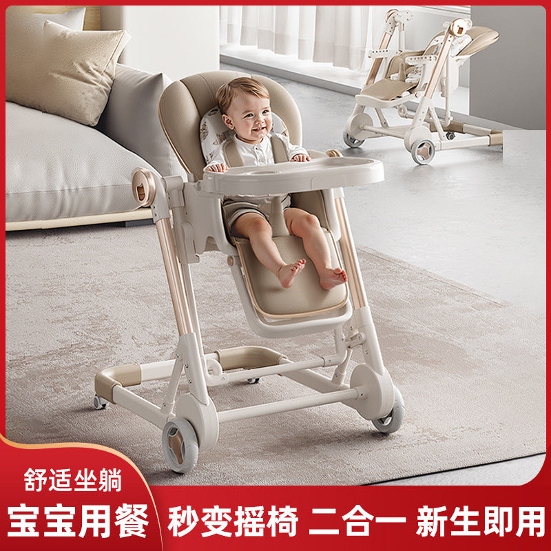 Children's baby dining chair foldable multi-functional push and shake dining seat household dining table baby dining table 1-6 years old