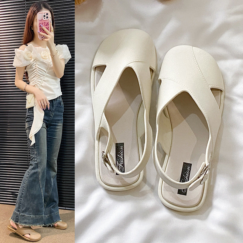2025new arrival baotou roman sandals for women outwearsummerfrench baotou fairyfrench roman slippers for women