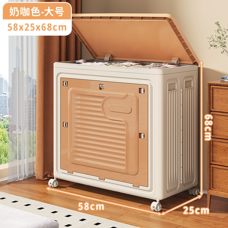 Clothes storage box Household flip large capacity with pulley Clothing sorting box Sundries Toys Quilts Storage box