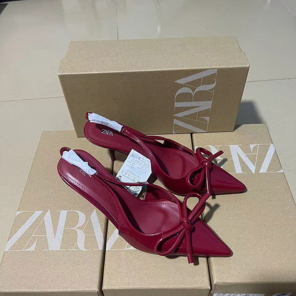 Za2024autumnew arrival high heelsfashioneasiest for match women's shoes daily casualbows pointed toe frenchflats women